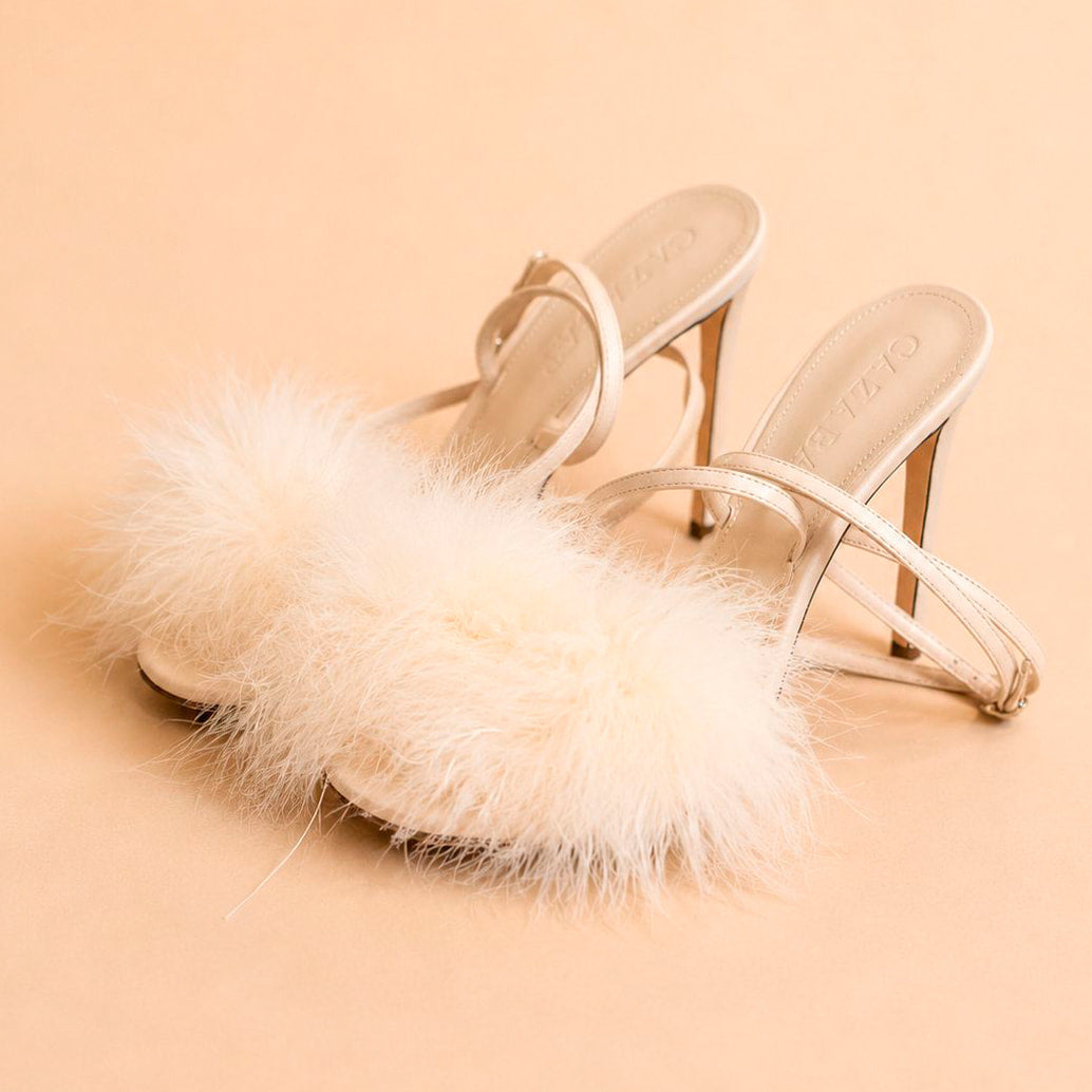 Cazabat Sandales Omyra - cuir - blanc cassé - Talon : 10.5 cm