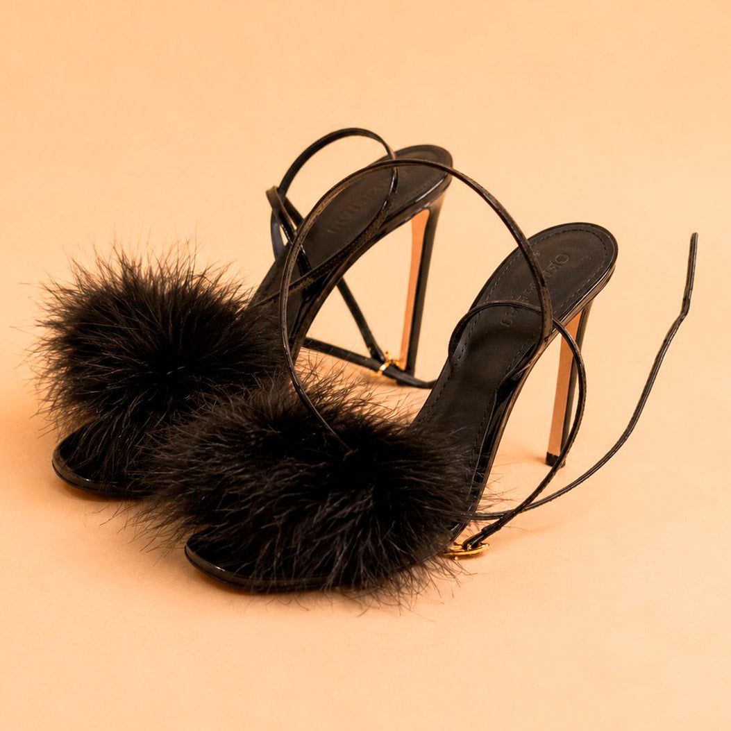 Cazabat Sandales Omyra - cuir - noir - Talon : 10.5 cm