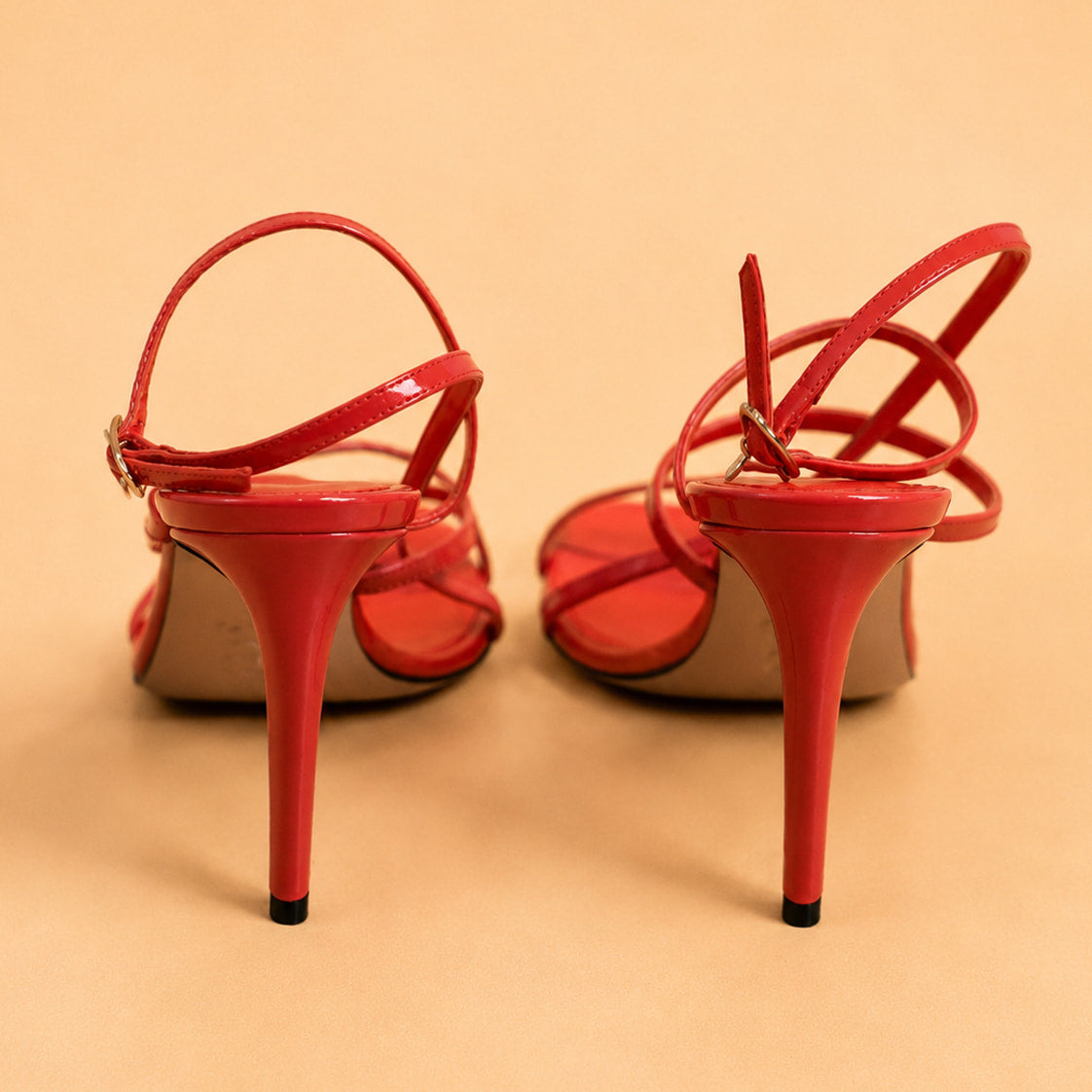 Cazabat Sandales Aria - cuir verni - corail - Talon : 8.5 cm