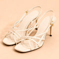 Cazabat Sandales Sage - cuir verni - blanc cassé - Talon : 7 cm