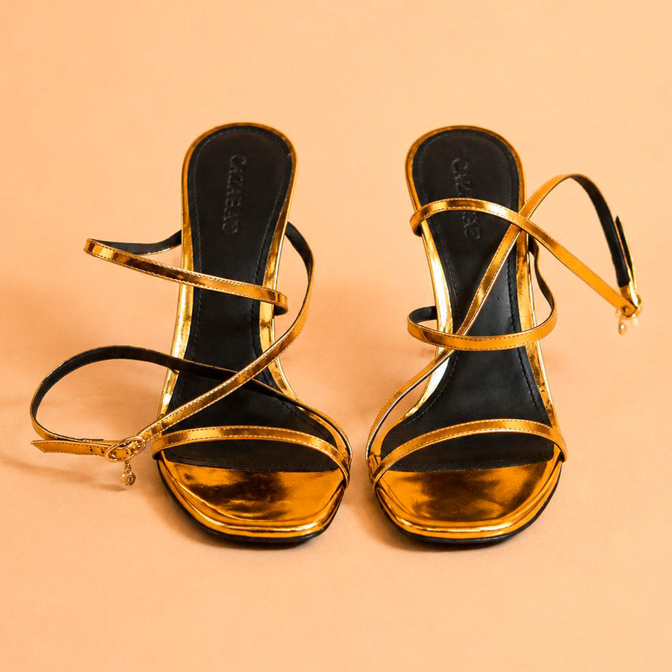 Cazabat Sandales Aria - cuir - doré - Talon : 8.5 cm
