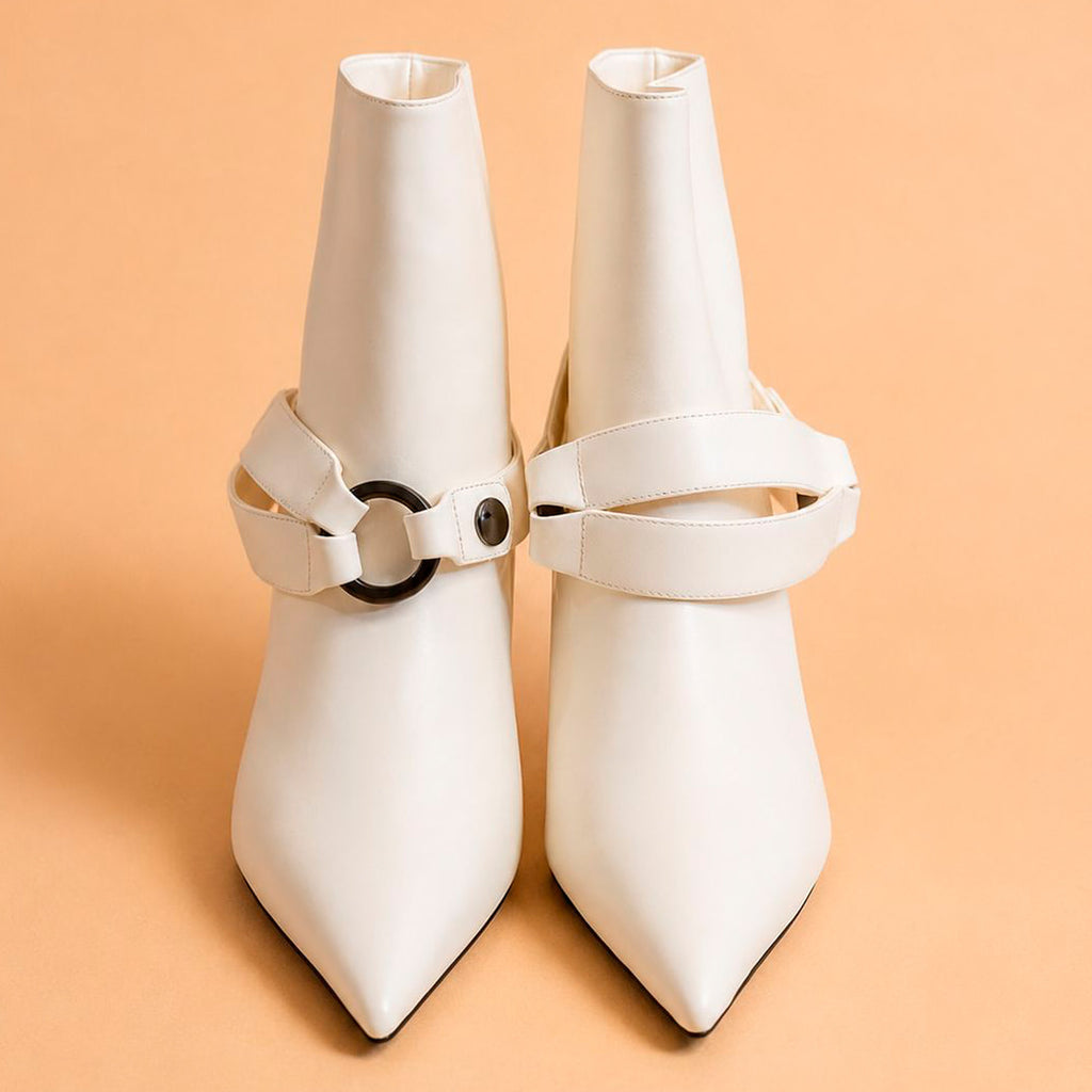 Cazabat Bottines Patty - cuir - blanc cassé - Talon : 6.5 cm