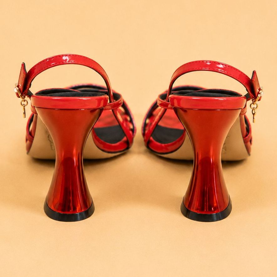 Cazabat Sandales Stella - cuir - rouge - Talon : 9 cm