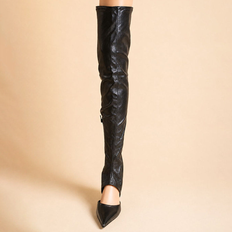 Bottes Pamela - cuir - noir - Talon : 7.5 cm