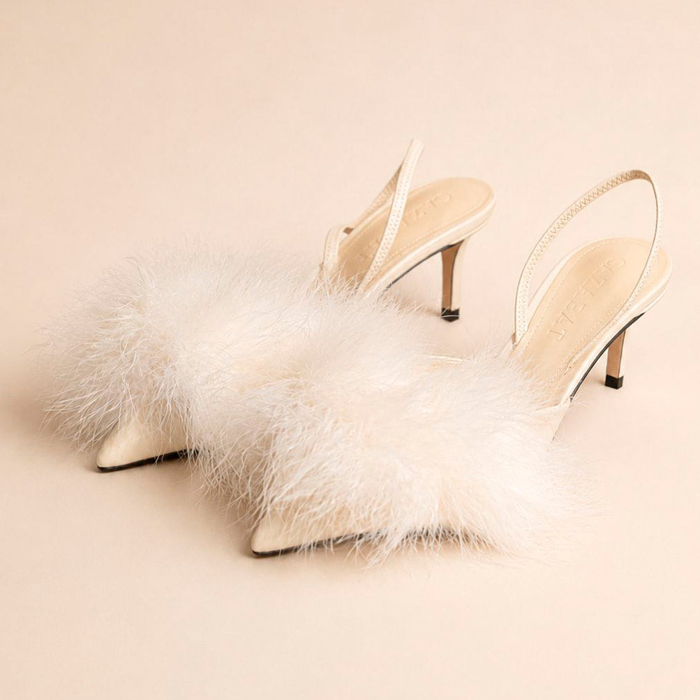 Cazabat Mules Pia - cuir - blanc cassé - Talon : 5.5 cm