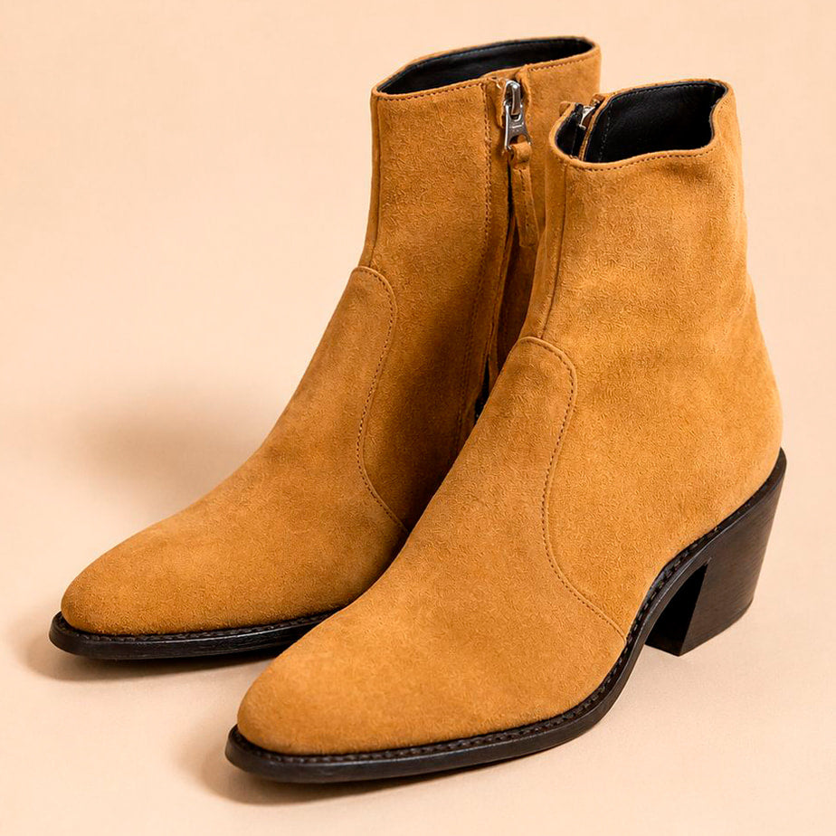 Cazabat Bottines Zoe - daim et cuir - marron - Talon : 5 cm