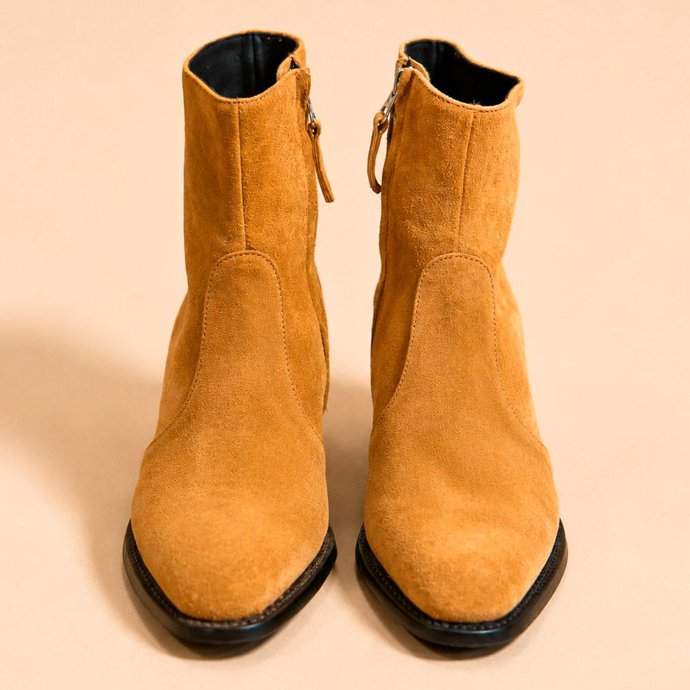 Cazabat Bottines Zoe - daim et cuir - marron - Talon : 5 cm