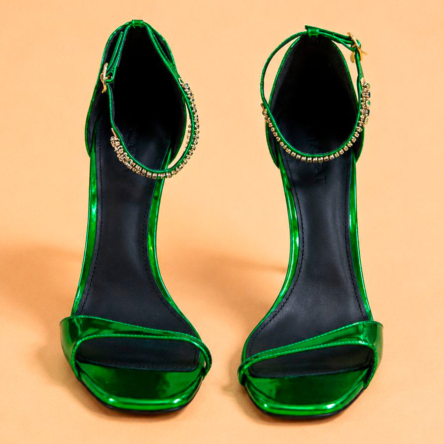 Cazabat Sandales Ora - cuir - vert - Talon : 10.5 cm