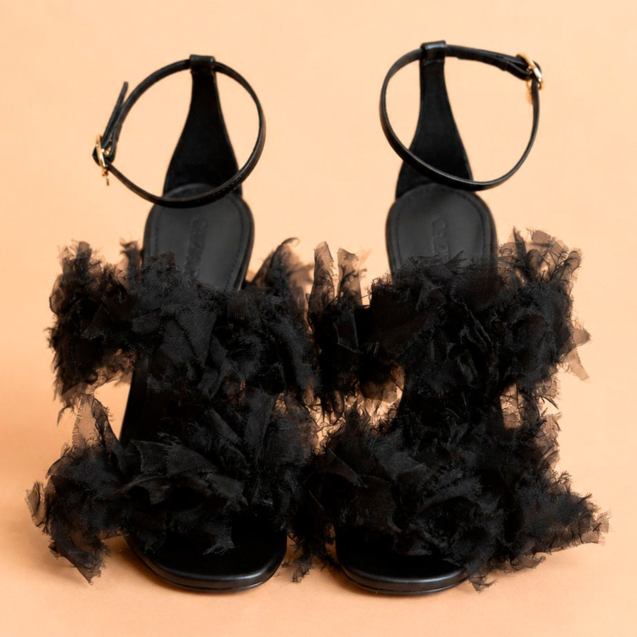 Cazabat Sandales Oluchi - cuir - noir - Talon : 10.5 cm
