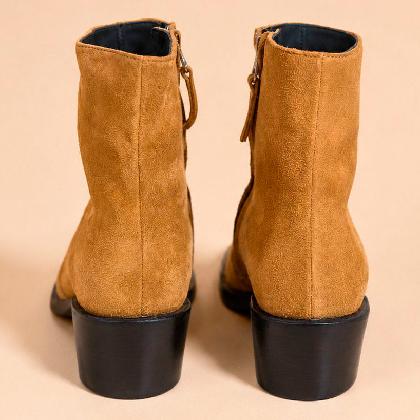 Cazabat Bottines Zoe - daim et cuir - marron - Talon : 5 cm