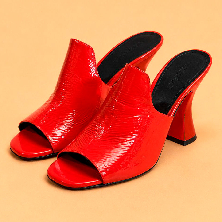 Cazabat Mules Sade - cuir - rouge - Talon : 8.5 cm