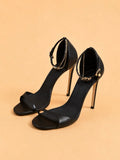 Cazabat Sandales Ora - cuir - noir - Talon : 10.5 cm