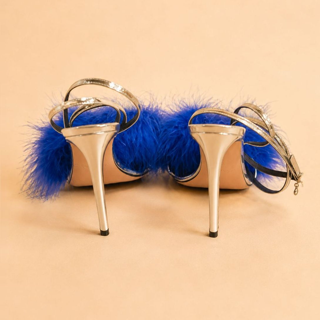 Cazabat Sandales Omyra - cuir - argenté et bleu - Talon : 10.5 cm