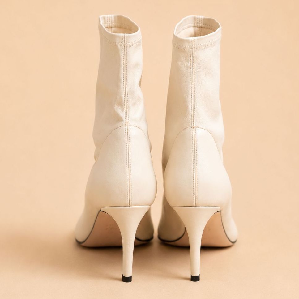 Cazabat Bottines Roma - cuir - blanc cassé - Talon : 7.5 cm