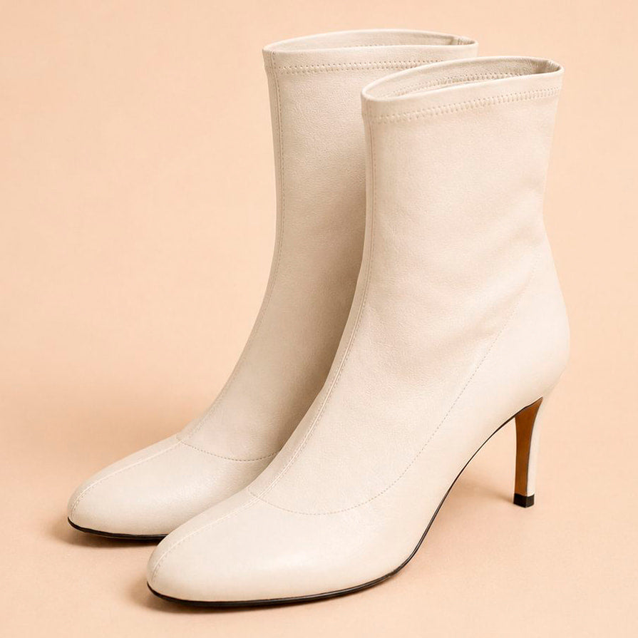 Cazabat Bottines Roma - cuir - blanc cassé - Talon : 7.5 cm
