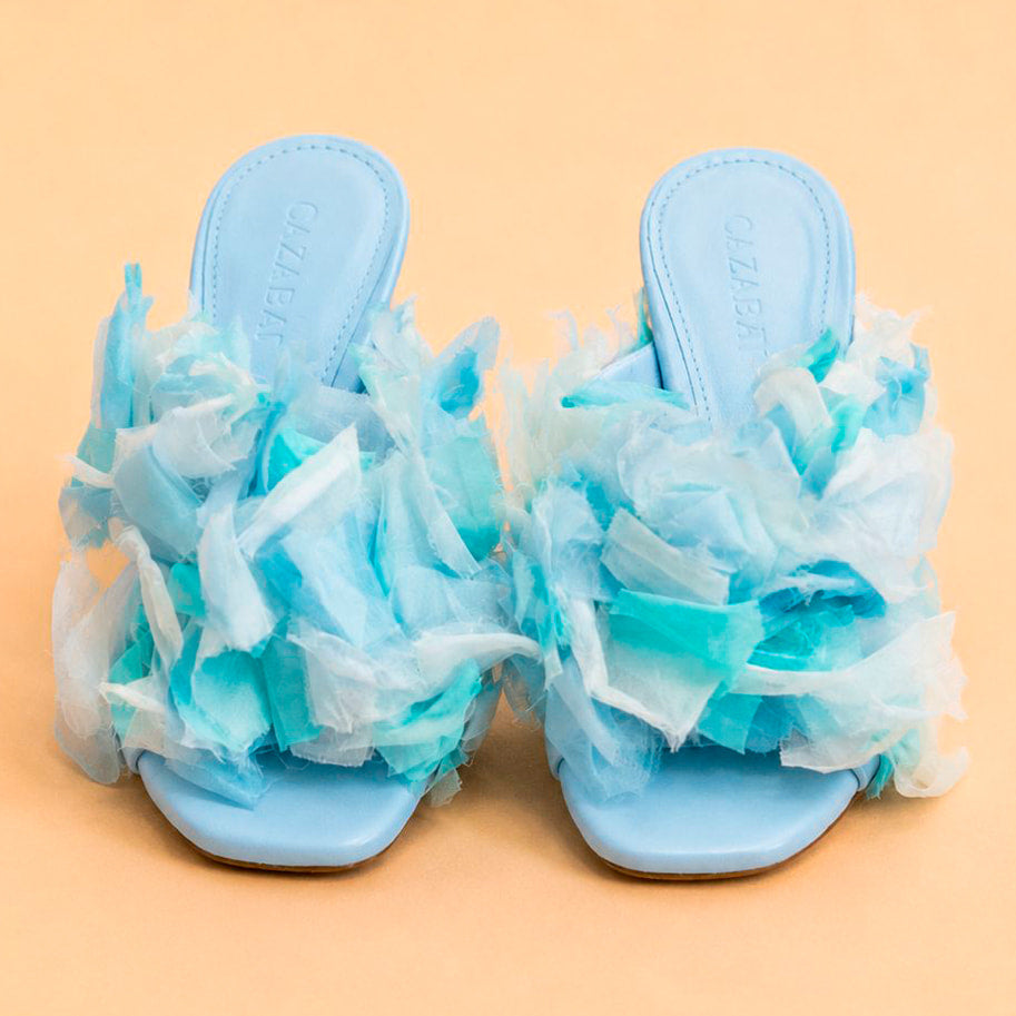 Cazabat Mules Sasha - cuir - bleu - Talon : 5 cm