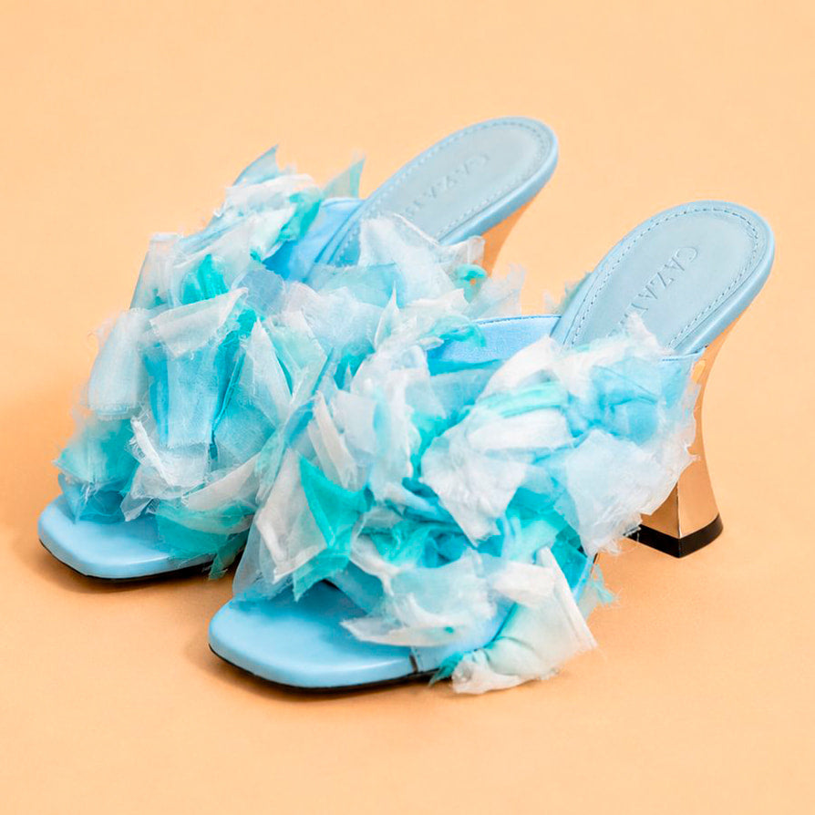 Cazabat Mules Sasha - cuir - bleu - Talon : 5 cm