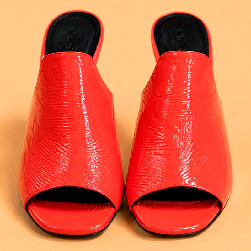 Cazabat Mules Sade - cuir - rouge - Talon : 8.5 cm