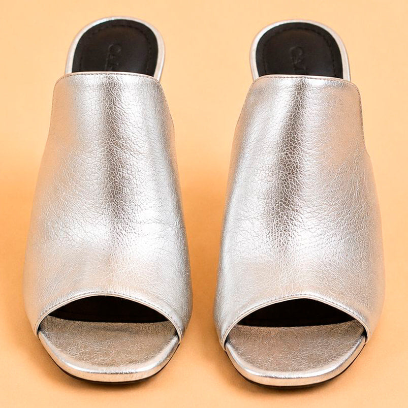 Cazabat Mules Sade - cuir - argenté - Talon : 9 cm