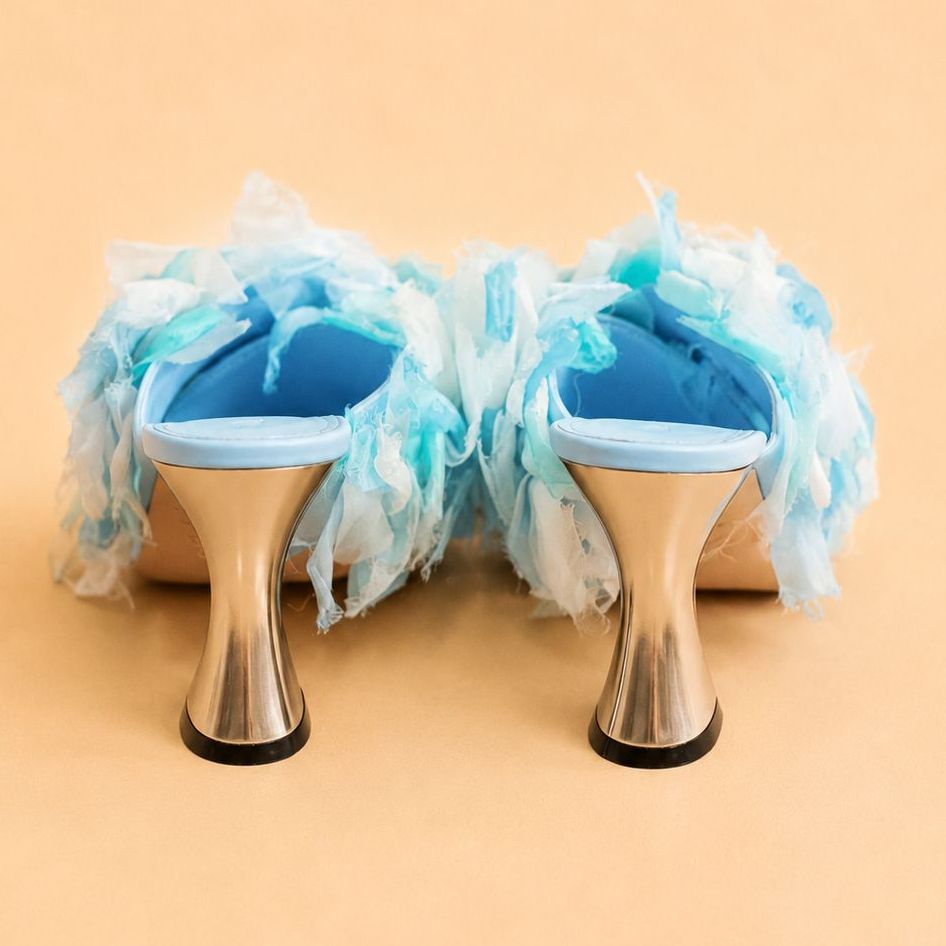 Cazabat Mules Sasha - cuir - bleu - Talon : 5 cm