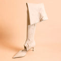Cazabat Bottes Pamela - cuir - blanc cassé - Talon : 7.5 cm