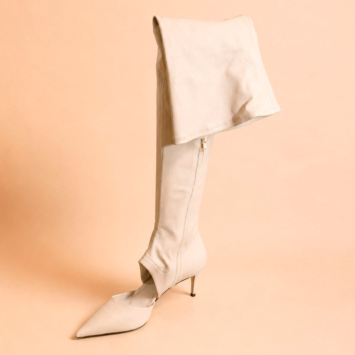 Cazabat Bottes Pamela - cuir - blanc cassé - Talon : 7.5 cm