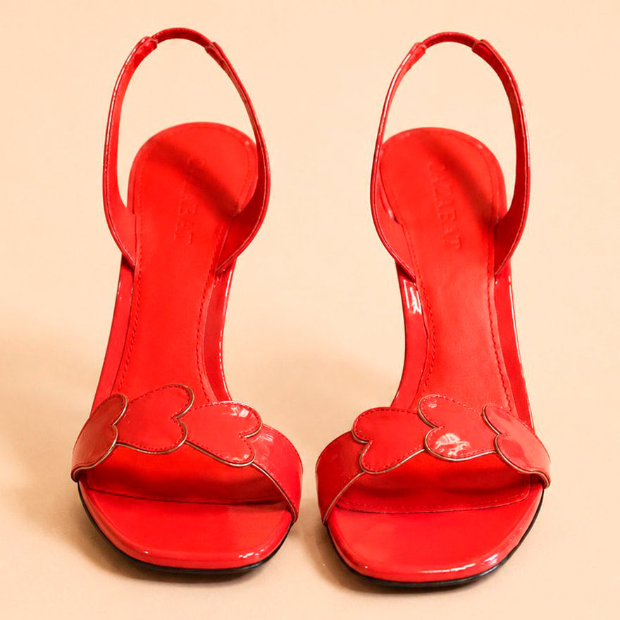Cazabat Sandales Oriana - cuir verni - rouge - Talon : 9 cm