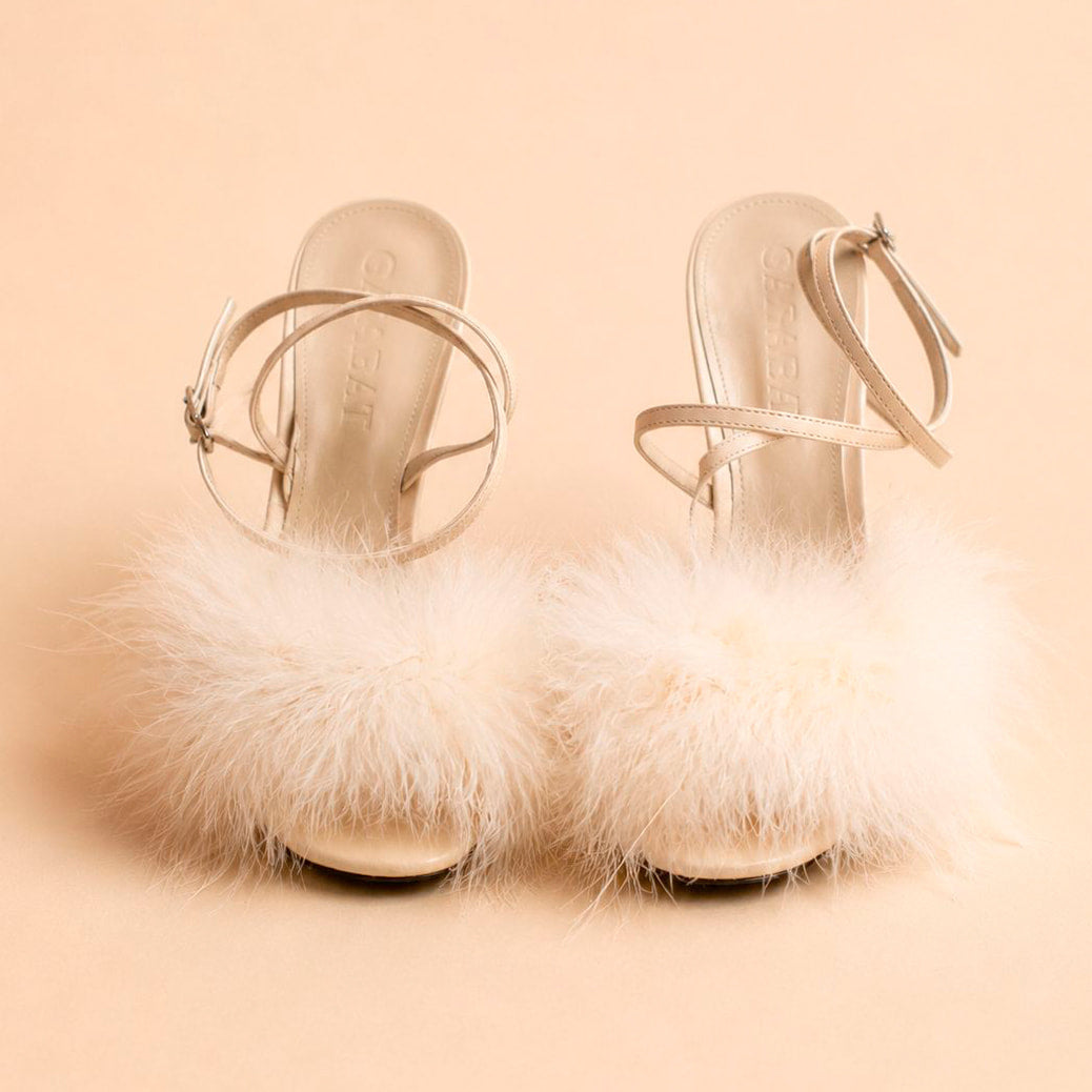 Cazabat Sandales Omyra - cuir - blanc cassé - Talon : 10.5 cm