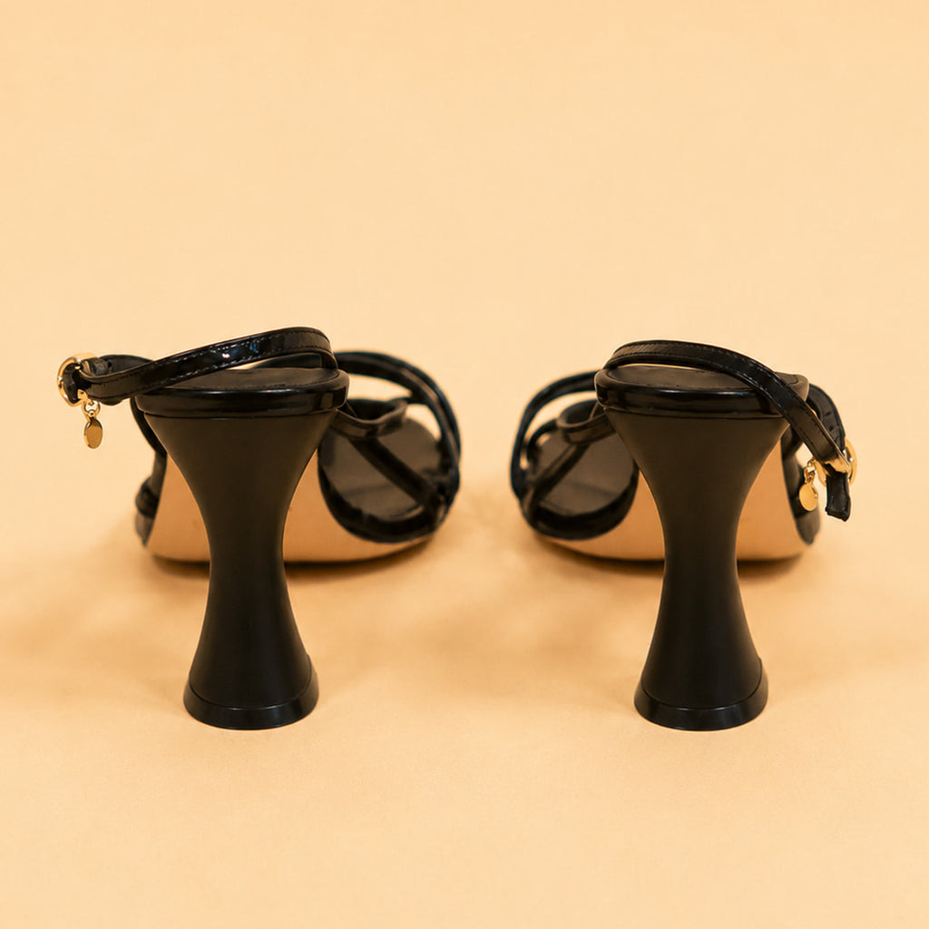 Cazabat Sandales Stella - cuir verni - noir - Talon : 9 cm