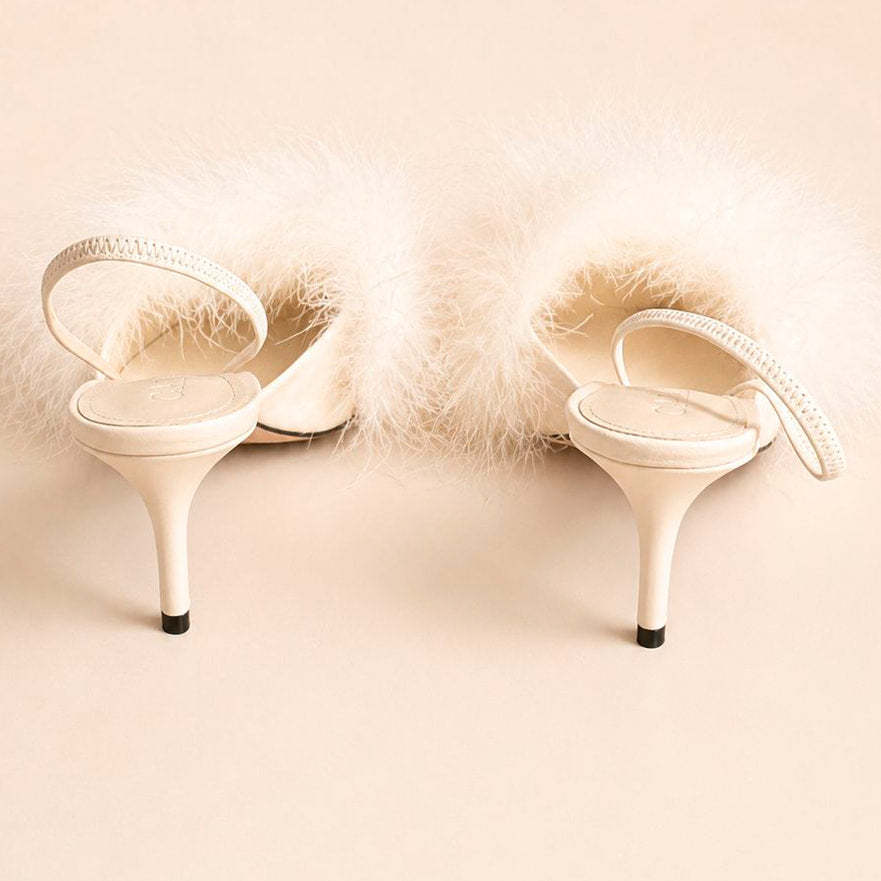 Cazabat Mules Pia - cuir - blanc cassé - Talon : 5.5 cm