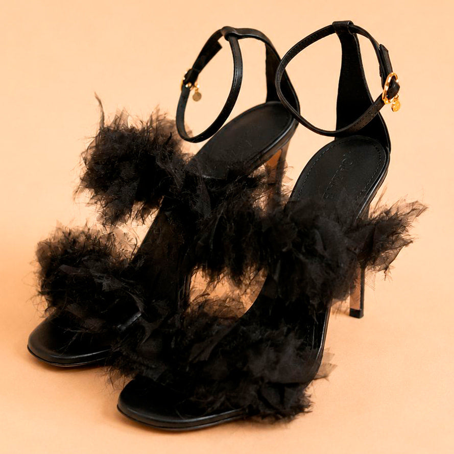 Cazabat Sandales Oluchi - cuir - noir - Talon : 10.5 cm