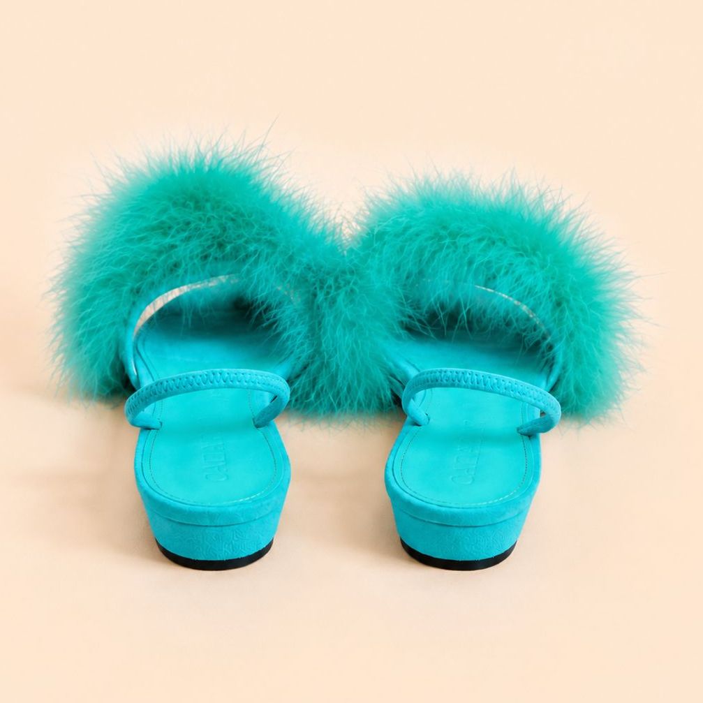 Cazabat Mules Baya - cuir - vert et bleu
