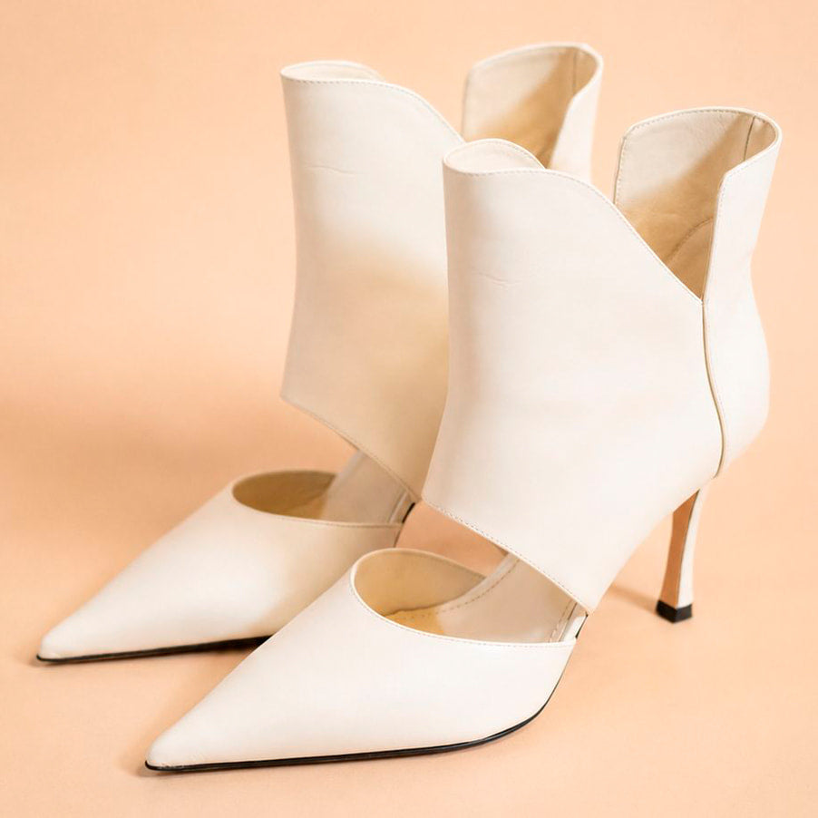 Cazabat Bottines Eva - cuir nappa - blanc cassé - Talon : 8.5 cm