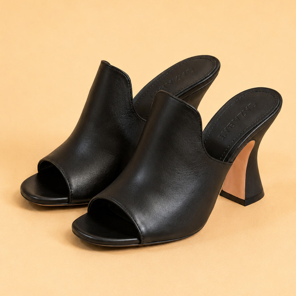 Cazabat Mules Sade - cuir - noir - Talon : 9 cm