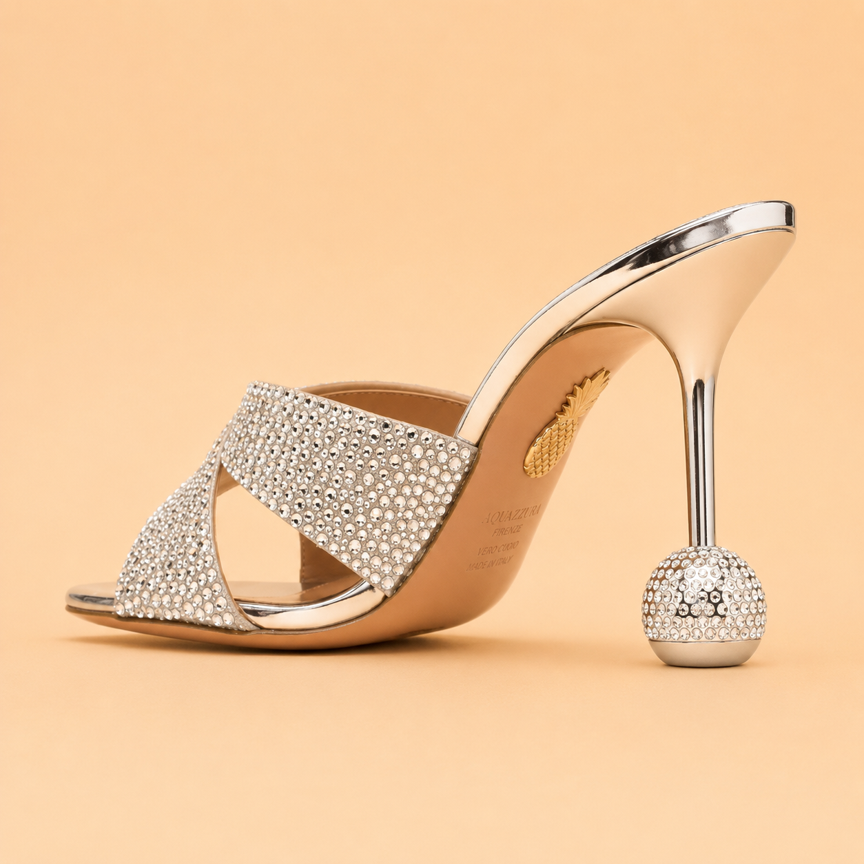 AQUAZZURA YES DARLING CRYSTAL MULE 95