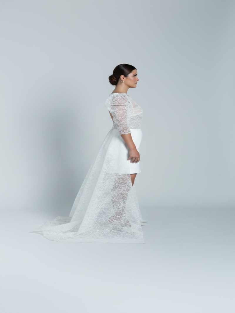 Robe Courte Avec Traine Negin - Blanc