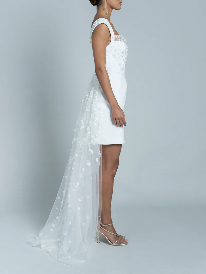 Robe Courte Avec Traine Oshun - Blanc