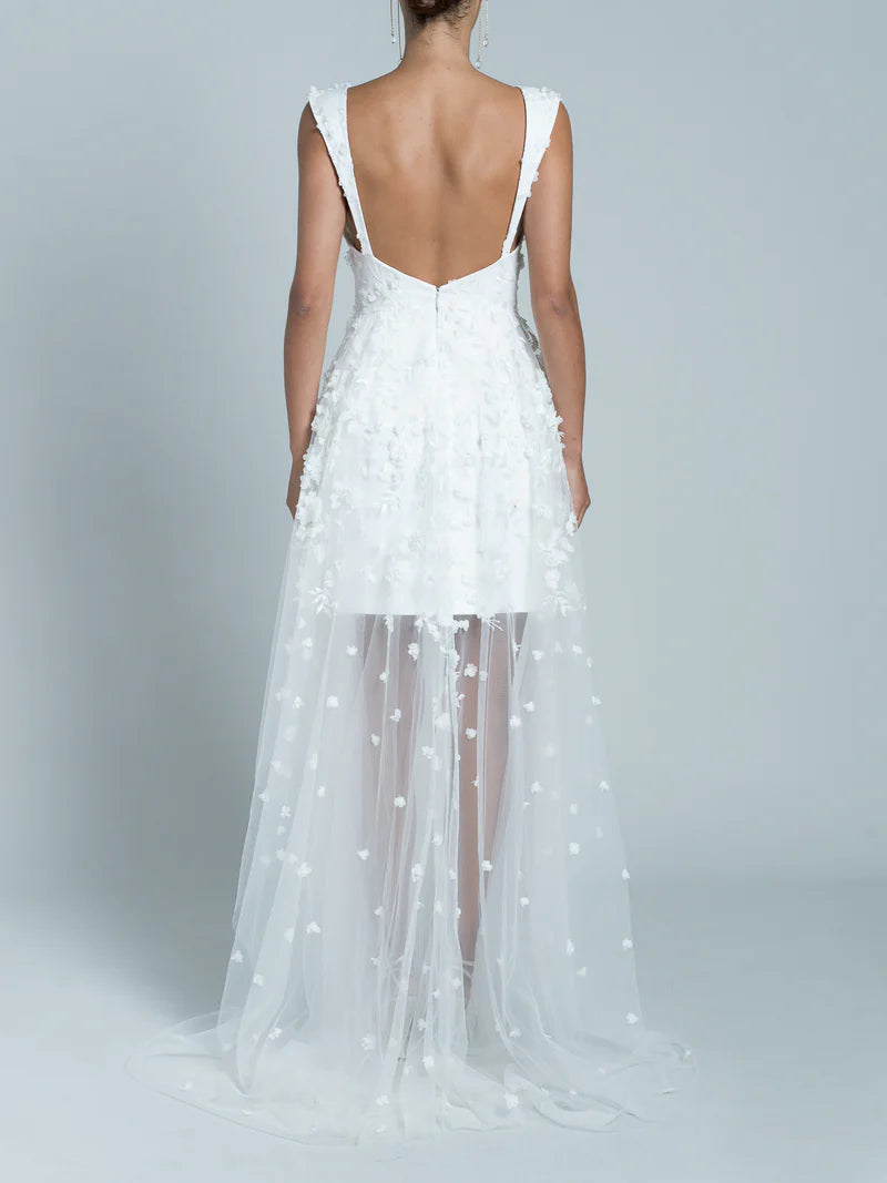 Robe Courte Avec Traine Oshun - Blanc