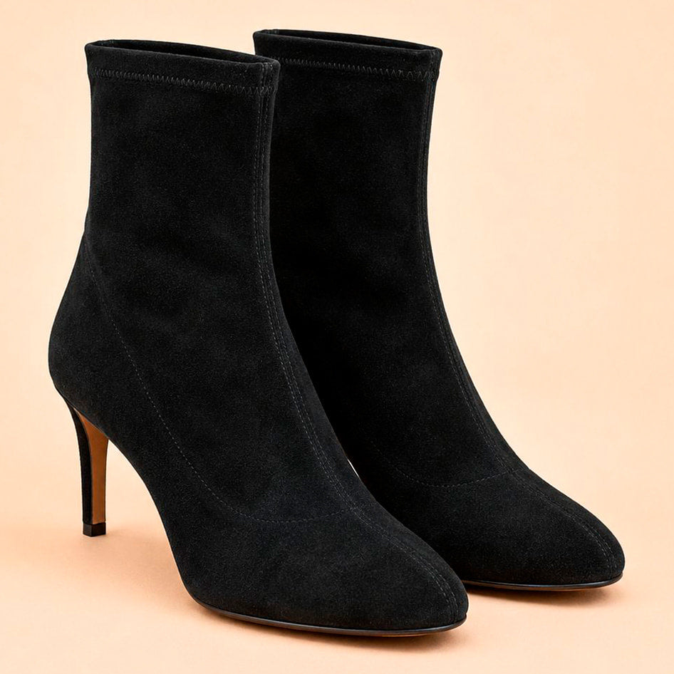 Cazabat Bottines Roma - daim - noir - Talon : 7.5 cm