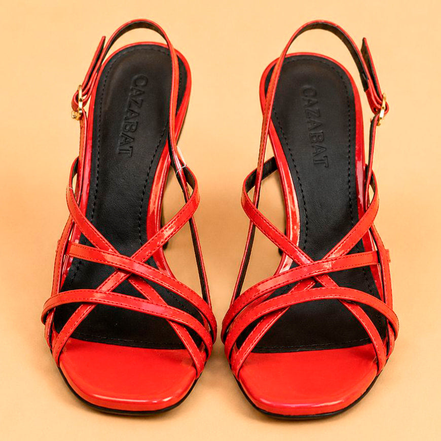 Cazabat Sandales Stella - cuir - rouge - Talon : 9 cm