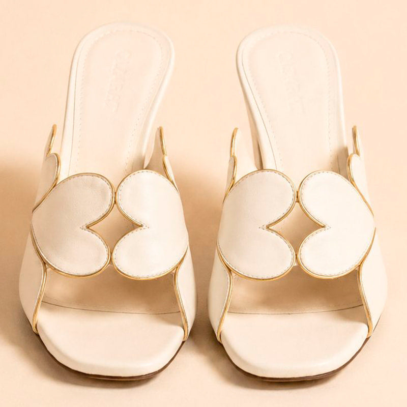 Cazabat Mules Sofia - cuir - blanc cassé - Talon : 5 cm