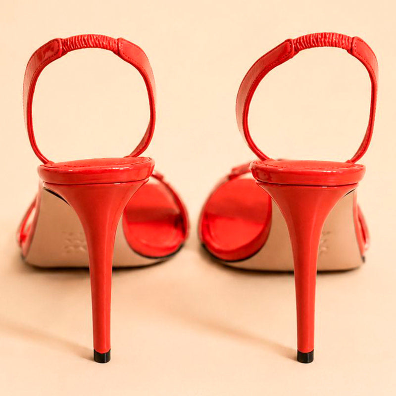 Cazabat Sandales Oriana - cuir verni - rouge - Talon : 9 cm