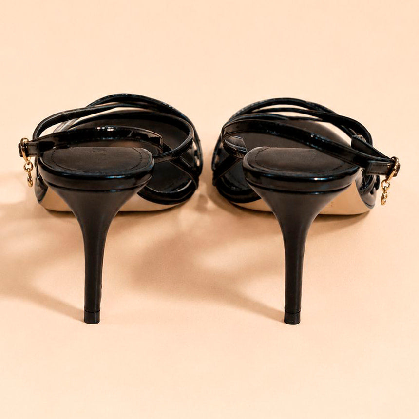 Cazabat Sandales Sage - cuir verni - noir - Talon : 7 cm