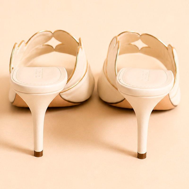 Cazabat Mules Sofia - cuir - blanc cassé - Talon : 5 cm