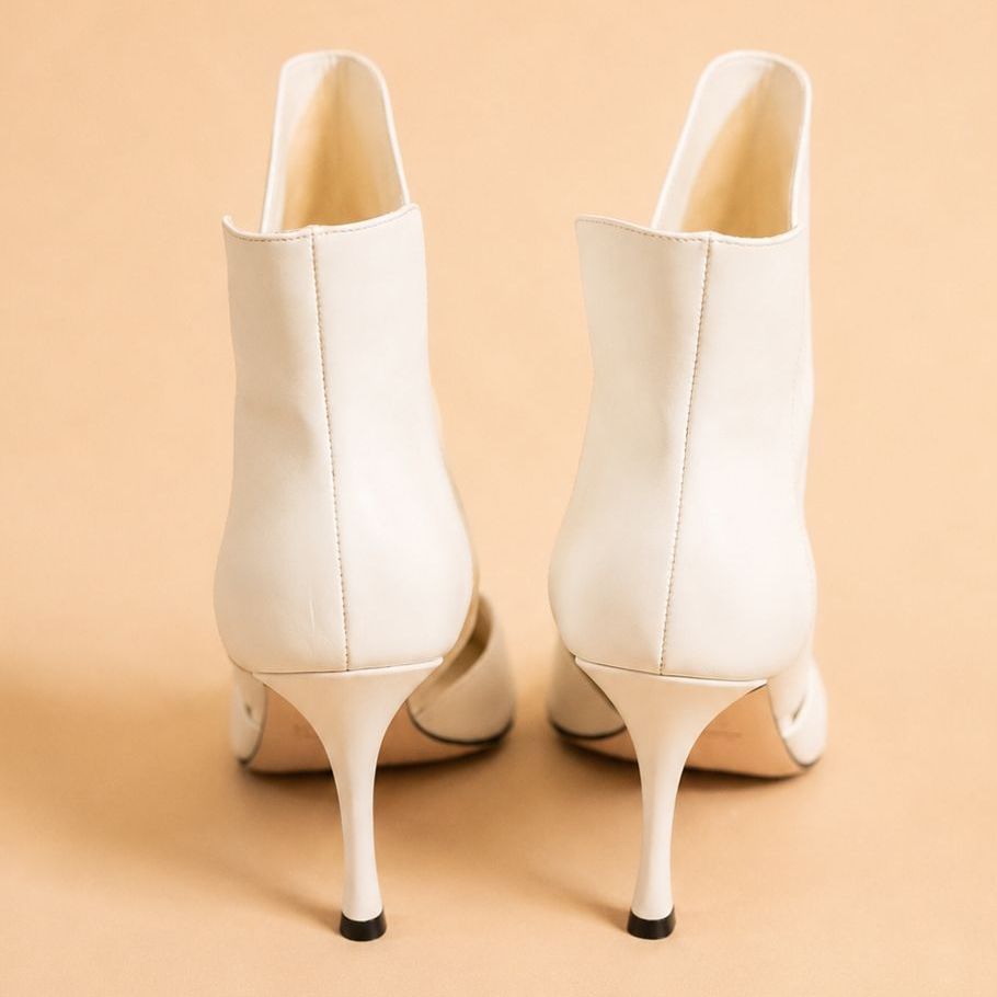 Cazabat Bottines Eva - cuir de veau - blanc cassé - Talon : 8.5 cm