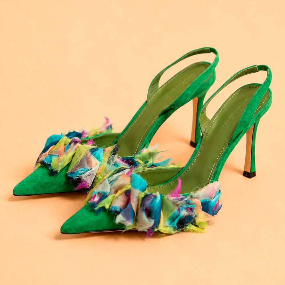 Cazabat Sandales Ella - cuir - vert - Talon : 8.5 cm