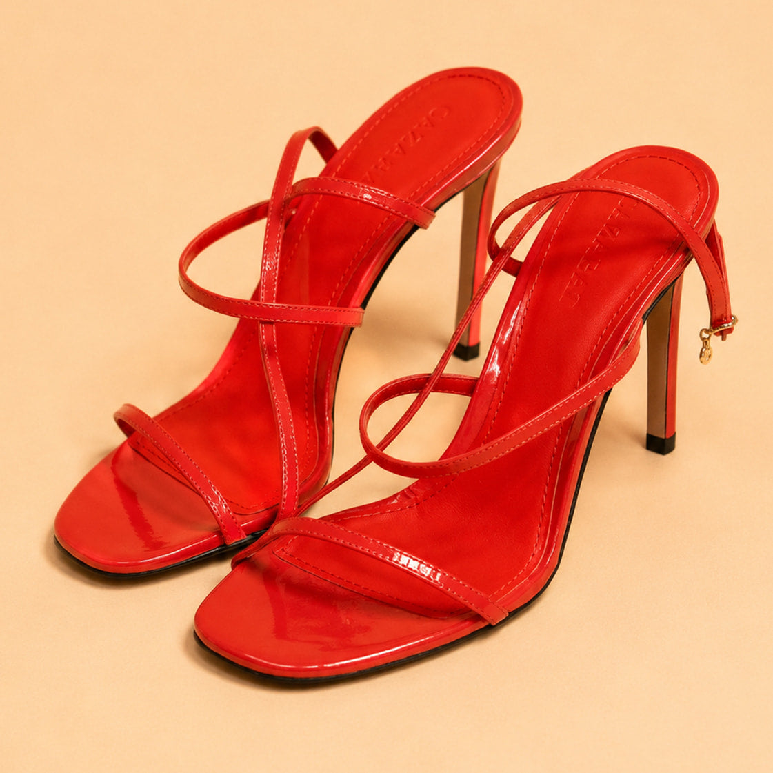 Cazabat Sandales Aria - cuir verni - corail - Talon : 8.5 cm