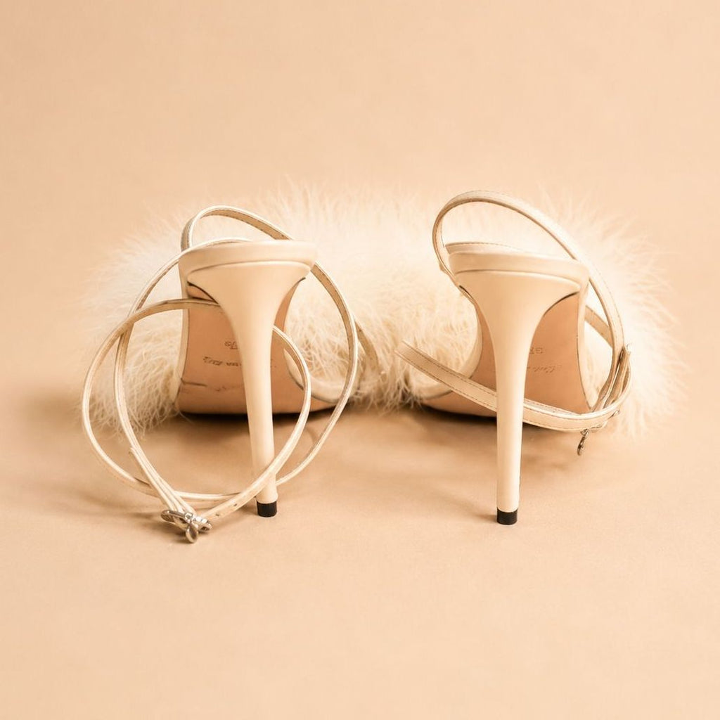 Cazabat Sandales Omyra - cuir - blanc cassé - Talon : 10.5 cm