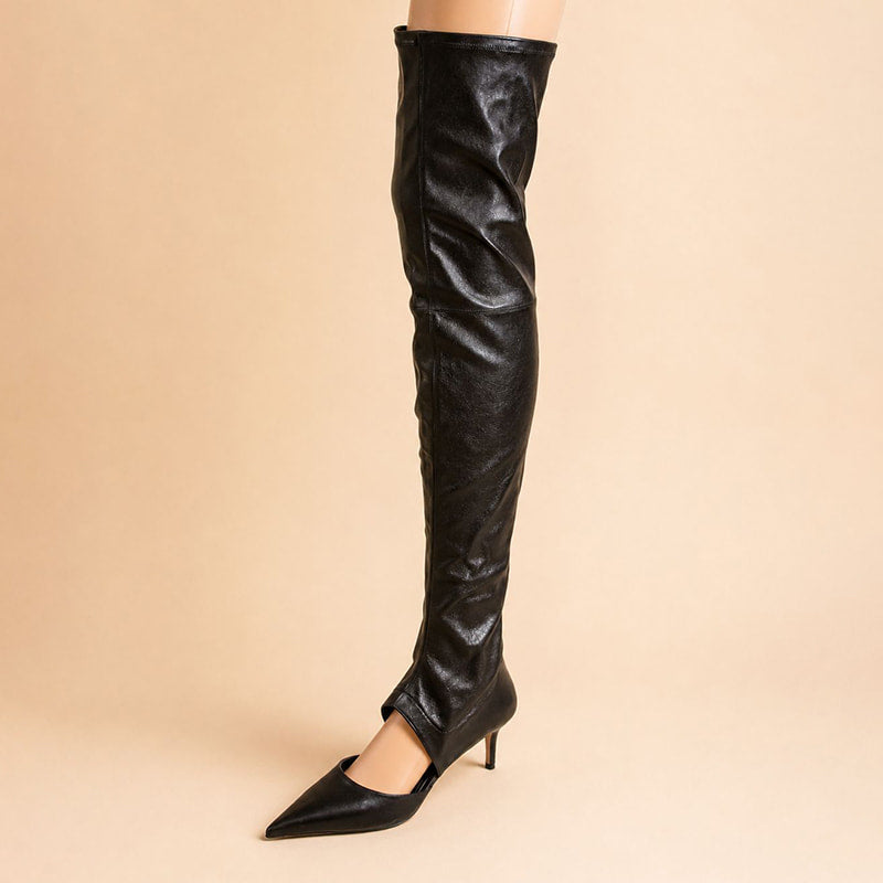 Bottes Pamela - cuir - noir - Talon : 7.5 cm