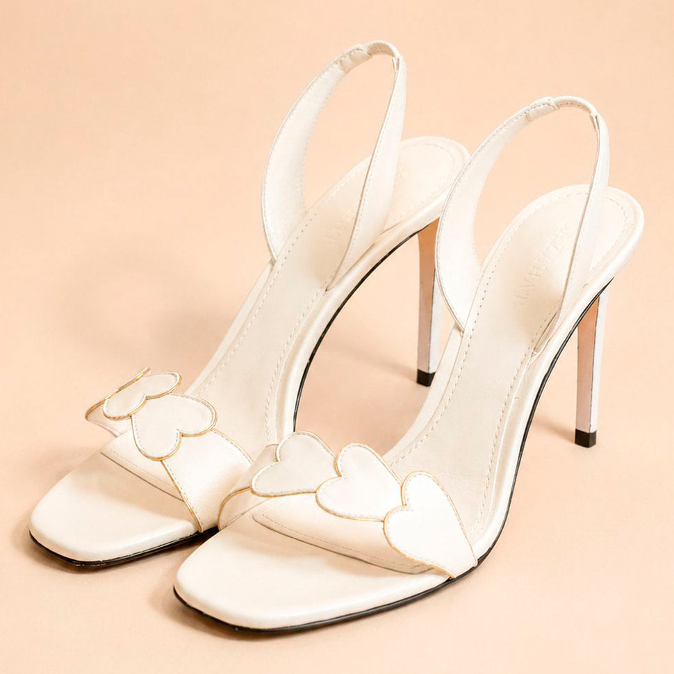 Cazabat Sandales Oriana - cuir - blanc cassé - Talon : 9 cm